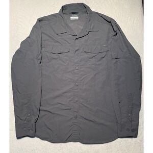 Columbia Omni-shade Sun Protection Long Sleeve Button Down Shirt XL Gray Fishing